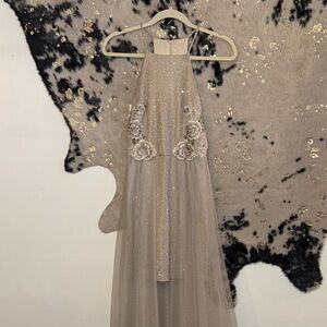 Sparkling High Low Dress with Floral Details